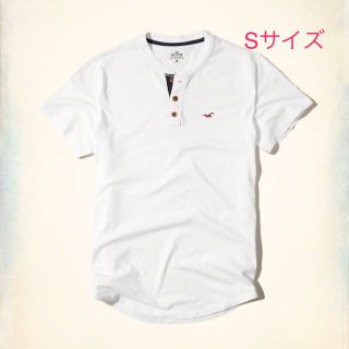 ホリスター(Hollister)の大人気！★HOLLISTER【S】メンズ定番ヘンリーネック白半袖Tシャツ (Tシャツ/カットソー(半袖/袖なし))