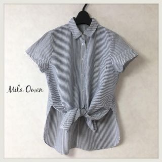 ミラオーウェン(Mila Owen)のMilaOwen 前結びストライプロングシャツ(シャツ/ブラウス(半袖/袖なし))