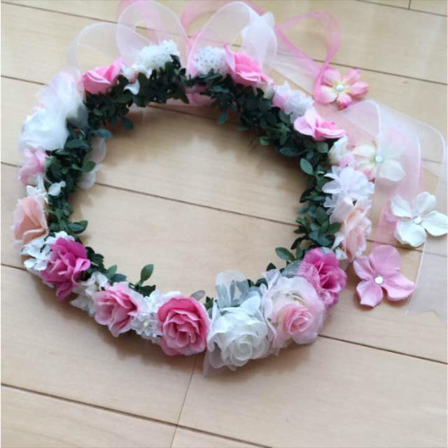 花かんむり♡ピンク 小花ミックス ハンドメイドのアクセサリー(ヘアアクセサリー)の商品写真