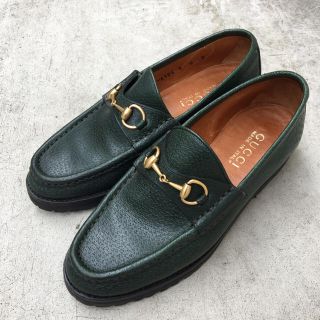 グッチ(Gucci)のGUCCI ビットローファー グリーン 希少サイズ美品(ローファー/革靴)