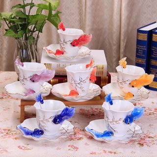 西洋ディーニ ティーカップ＆ソーサー 6客セット 花柄，陶器．食器 お皿