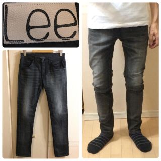 リー(Lee)のLeeスキニーデニムダメージジーンズ黒デニムテーパードデニム細身デニム送料込(デニム/ジーンズ)