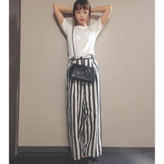 マウジー(moussy)の定価11000 完売 マウジー ハイウエスト ストライプ  近藤千尋 愛用(デニム/ジーンズ)