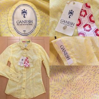 ガネーシュ(GANESH)の新品未使用★GANESH ガネーシュ イエロー 薄手 シャツ お魚柄 M(シャツ/ブラウス(長袖/七分))