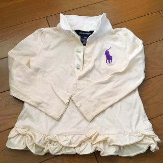 ラルフローレン(Ralph Lauren)のラルフ 長袖ポロ 白 18M ビッグポニー紫(シャツ/カットソー)