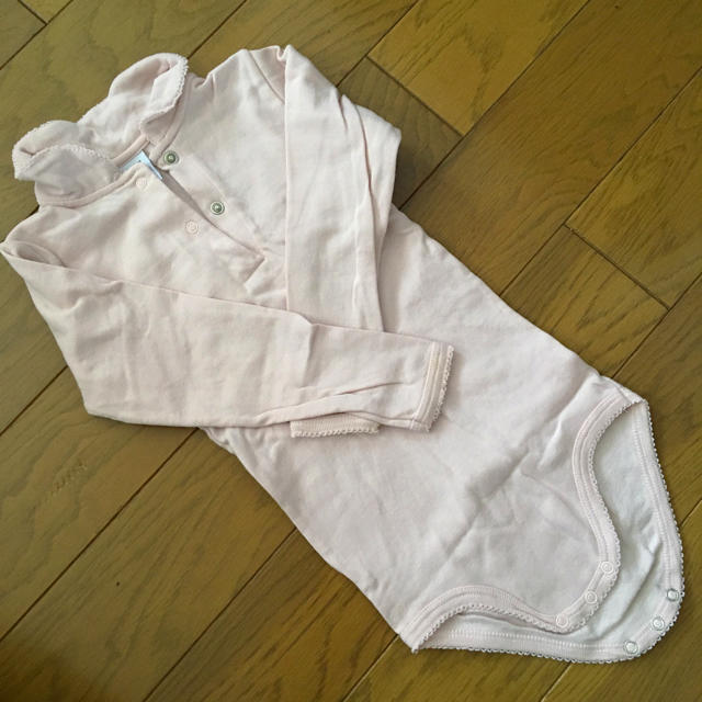 PETIT BATEAU(プチバトー)のプチバトー ロンパース ベビーピンク 24M キッズ/ベビー/マタニティのベビー服(~85cm)(ロンパース)の商品写真