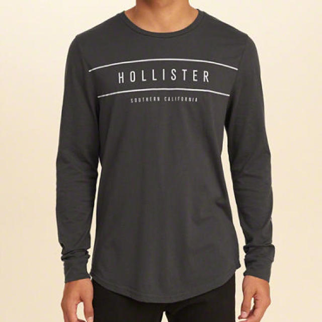 Hollister(ホリスター)の米国S【厳選】ホリスター 袖ロゴロンTシャツ★米国S★グレー系★新品 メンズのトップス(Tシャツ/カットソー(七分/長袖))の商品写真