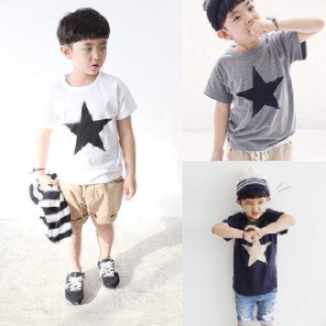 mikan様専用☺︎ホワイト100&120   星柄☆Tシャツ キッズ/ベビー/マタニティのキッズ服男の子用(90cm~)(Tシャツ/カットソー)の商品写真