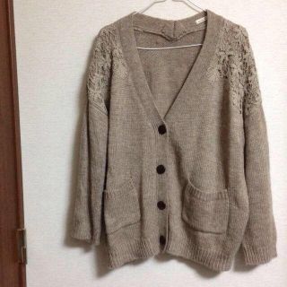 ブラウン刺繍カーディガン(カーディガン)