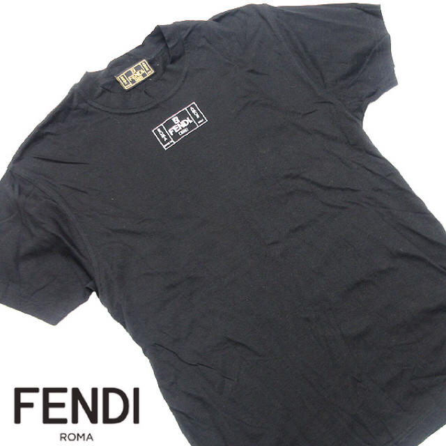 美品　フェンディ　FENDIロゴ　黒　半袖　Tシャツ　カットソー　42