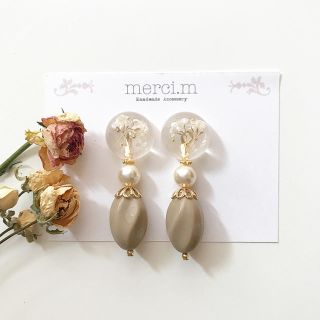 no.314 押し花レジンピアス イヤリング(ピアス)