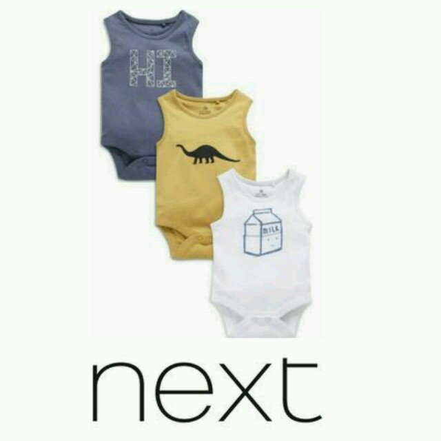 NEXT(ネクスト)の男の子3枚セット♡Next♡タンクトップロンパース キッズ/ベビー/マタニティのベビー服(~85cm)(ロンパース)の商品写真