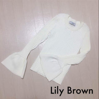 リリーブラウン(Lily Brown)のSALE リリーブラウン リブフレアスリーブニット(ニット/セーター)
