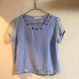 アナップミンピ(anap mimpi)の【美品】アナップミンピ  青のシースルーシャツ(シャツ/ブラウス(半袖/袖なし))