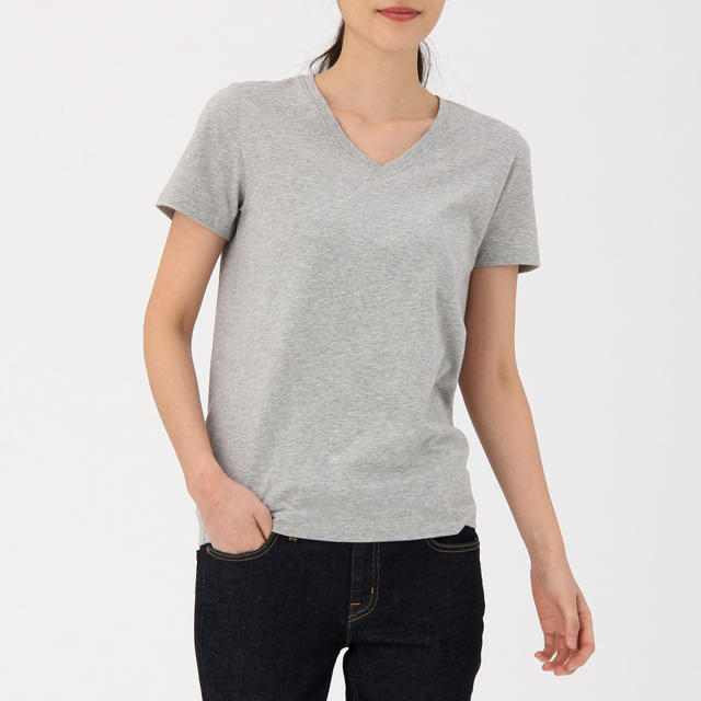 MUJI (無印良品)(ムジルシリョウヒン)の無印良品 オーガニックコットンVネックTシャツ レディースのトップス(Tシャツ(半袖/袖なし))の商品写真