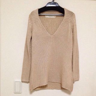 ザラ(ZARA)のZARA 美品♡ピンクベージュ麻ニット(ニット/セーター)