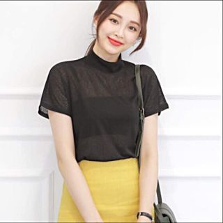 ディーホリック(dholic)のdholic モックネックシアーショートスリーブTシャツ snidel zara(Tシャツ(半袖/袖なし))