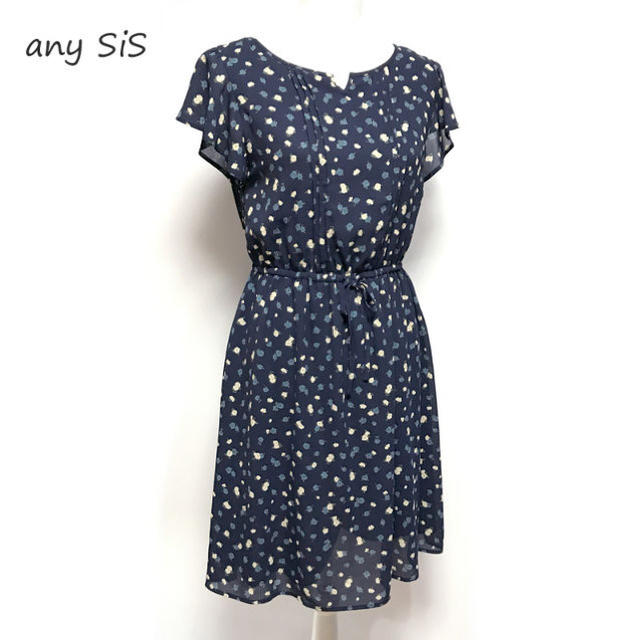 anySiS(エニィスィス)のany SiS エニィシス ネイビー 花柄 シフォンワンピース 051431 レディースのワンピース(ひざ丈ワンピース)の商品写真