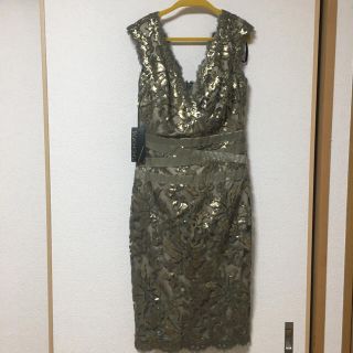 タダシショウジ(TADASHI SHOJI)の【新品未使用】TADASHI SHOJI ドレス ゴールド スパンコール 2(ひざ丈ワンピース)