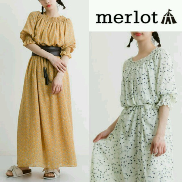 merlot(メルロー)の今季新作♡メルロー 小花柄ロングワンピース WH レディースのワンピース(ロングワンピース/マキシワンピース)の商品写真