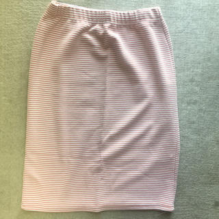 シンプル オレンジ ピンク ボーダー タイトスカート(ひざ丈スカート)