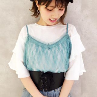 ページボーイ(PAGEBOY)のPAGEBOY 袖フレアー×レースキャミセット(Tシャツ(長袖/七分))