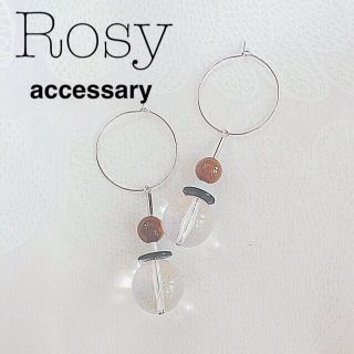 シルバープープピアス 大ぶりピアス アクリルビーズ ハンドメイドピアス(ピアス)