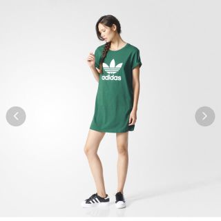 アディダス(adidas)のアディダスオリジナルス  tシャツ  ワンピース  グリーン S(Tシャツ(半袖/袖なし))