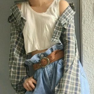 ロキエ(Lochie)のVintage リメイクチェックシャツ(シャツ/ブラウス(長袖/七分))