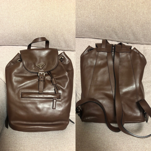 美品 プラダ オールレザー リュック