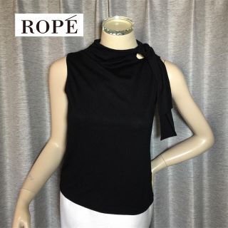 ロペ(ROPE’)のROPEロペ◆日本製ブラックボウタイノースリーブカットソートップスM(カットソー(半袖/袖なし))