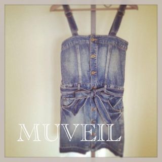 ミュベールワーク(MUVEIL WORK)のMUVEIL🐳バックリボンサロペット(ミニワンピース)