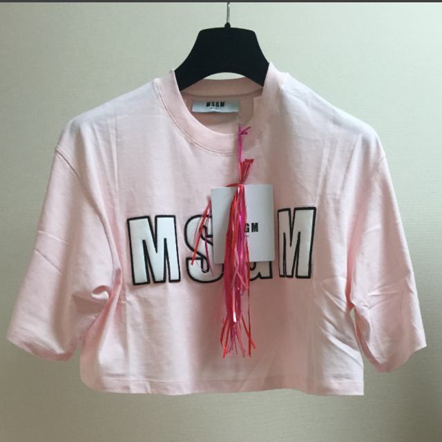 逆輸入 MSGM ローラ愛用 レディース ロゴTシャツ クロップド丈のTee Tシャツ(半袖/袖なし)