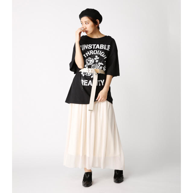 moussy(マウジー)の★未使用★MOUSSY★2way ロング丈Tシャツ★黒★フリーサイズ レディースのトップス(Tシャツ(半袖/袖なし))の商品写真