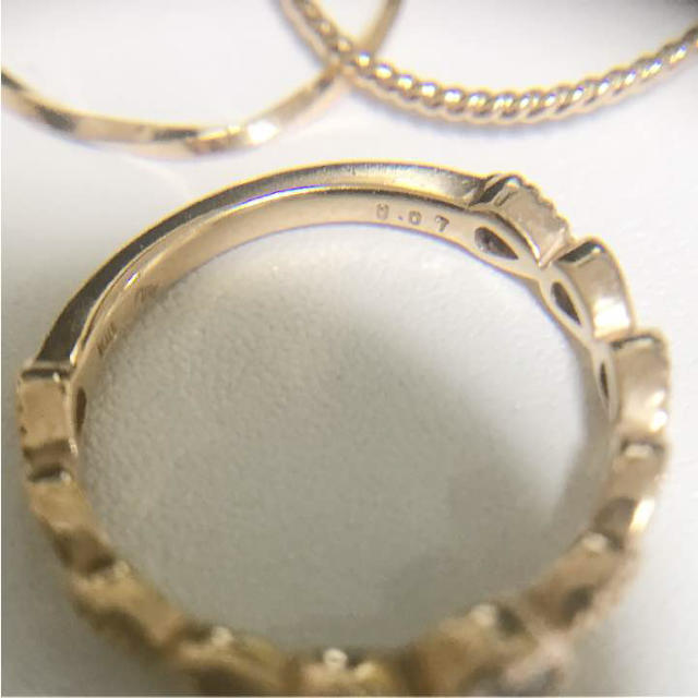 値下げ❗️一粒ダイヤ✨ピンキーＫ18リング レディースのアクセサリー(リング(指輪))の商品写真