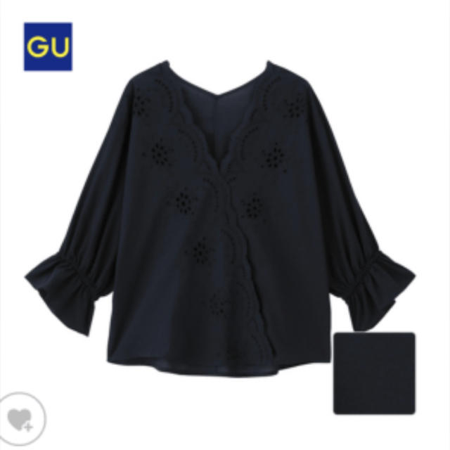 GU(ジーユー)のGU スカラップレースVネックブラウス レディースのトップス(シャツ/ブラウス(半袖/袖なし))の商品写真
