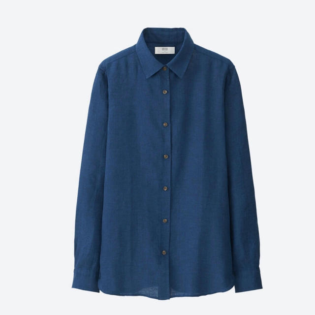 UNIQLO(ユニクロ)のUNIQLO リネンシャツ ネイビー S レディースのトップス(シャツ/ブラウス(長袖/七分))の商品写真