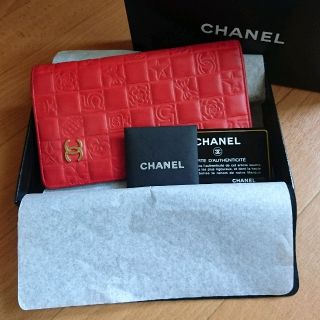 シャネル(CHANEL)のタイガース応援セール！CHANELアイコンモチーフ長財布レッド💖✨早い者勝ち(財布)