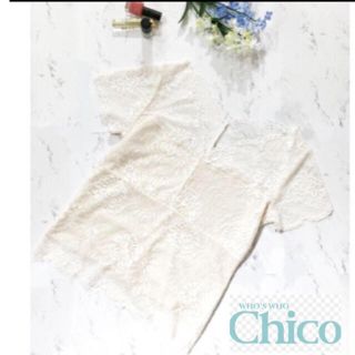 フーズフーチコ(who's who Chico)の新品☆who’s who Chico 2WAYスカラップレース半袖プルオーバー(カットソー(半袖/袖なし))