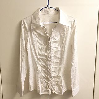 【LLサイズ】ストレッチフリルブラウス（SHIRTS CODE）(シャツ/ブラウス(長袖/七分))