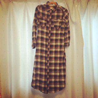 ダブルクローゼット(w closet)のw closetチェックシャツワンピース(ロングワンピース/マキシワンピース)