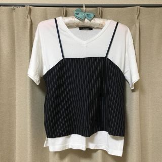 ダブルクローゼット(w closet)のストライプビスチェ付きプルオーバー(ベアトップ/チューブトップ)