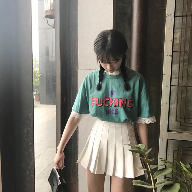 Bubbles(バブルス)のレース付Tシャツ レディースのトップス(Tシャツ(半袖/袖なし))の商品写真