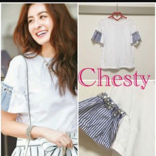 チェスティ(Chesty)の専用☆チェスティビジュー異素材フリルＴシャツ(Tシャツ(半袖/袖なし))