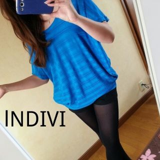 インディヴィ(INDIVI)のINDIVI■ターコイズカットソー(カットソー(半袖/袖なし))