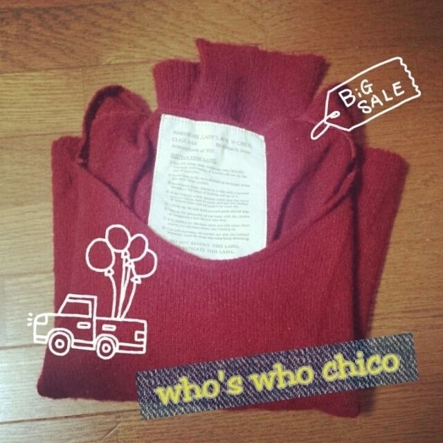 who's who Chico(フーズフーチコ)の再値下げ！！赤ニット♡ レディースのトップス(ニット/セーター)の商品写真