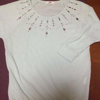 オゾック(OZOC)のミントグリーンビジュートップス(Tシャツ(長袖/七分))