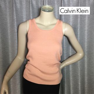 シーケーカルバンクライン(ck Calvin Klein)のカルバンクライン◆オレンジリブタンクトップ/ノースリーブニットトップス(タンクトップ)