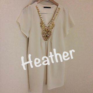 ヘザー(heather)のHeather♬ビジューワンピース(ミニワンピース)