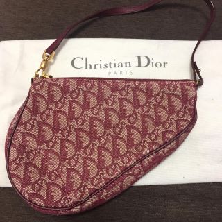 クリスチャンディオール(Christian Dior)のChristian Dior トロッター サドルポーチ ミニバッグ 赤 レッド(ポーチ)